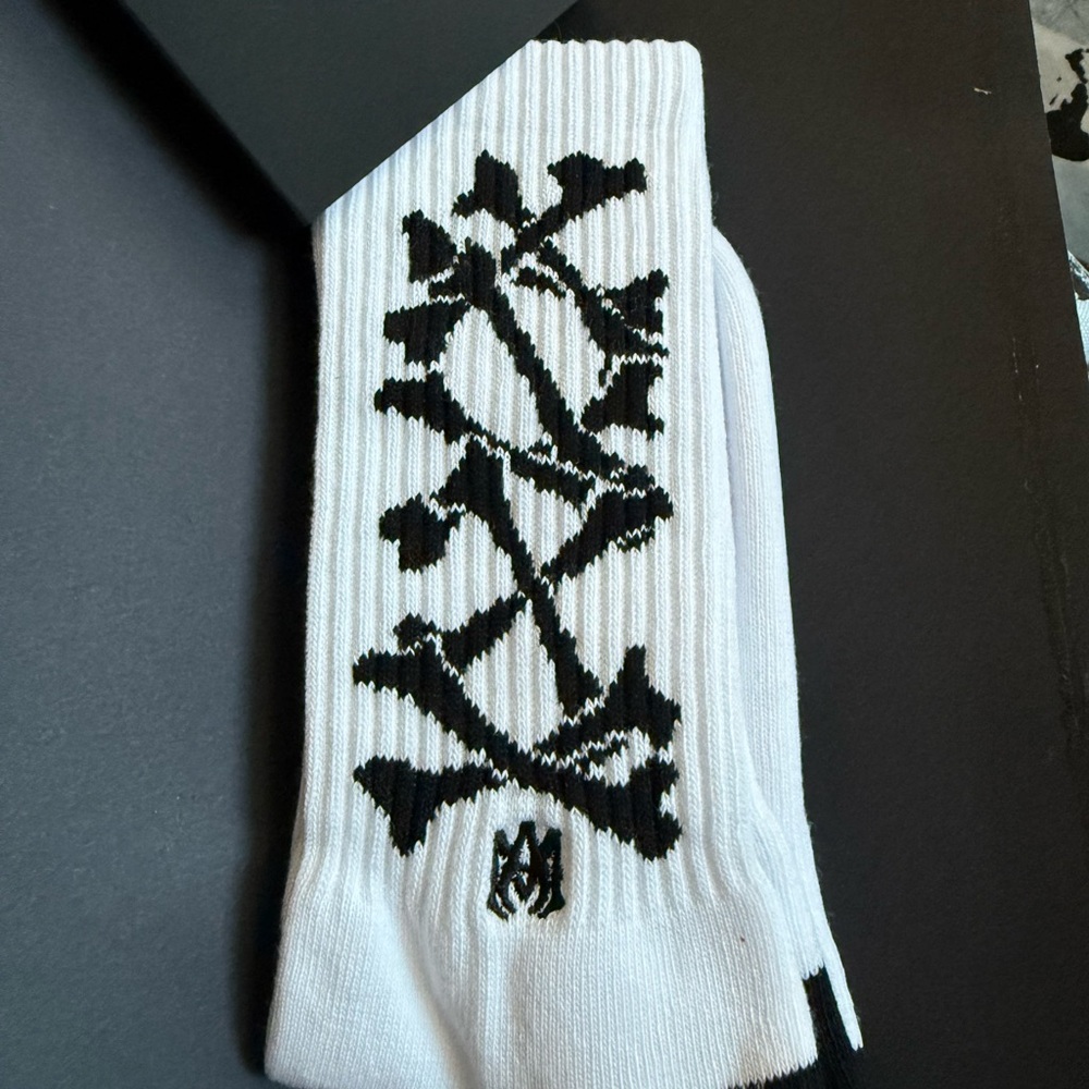 AMIRI White and Black Graphic Socks